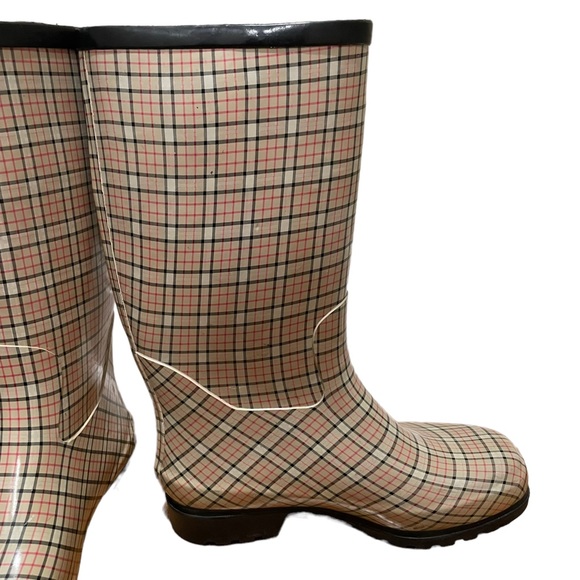 Lower East Side Checkered Plaid Rain Boots Size 9 - Picture 4 of 11